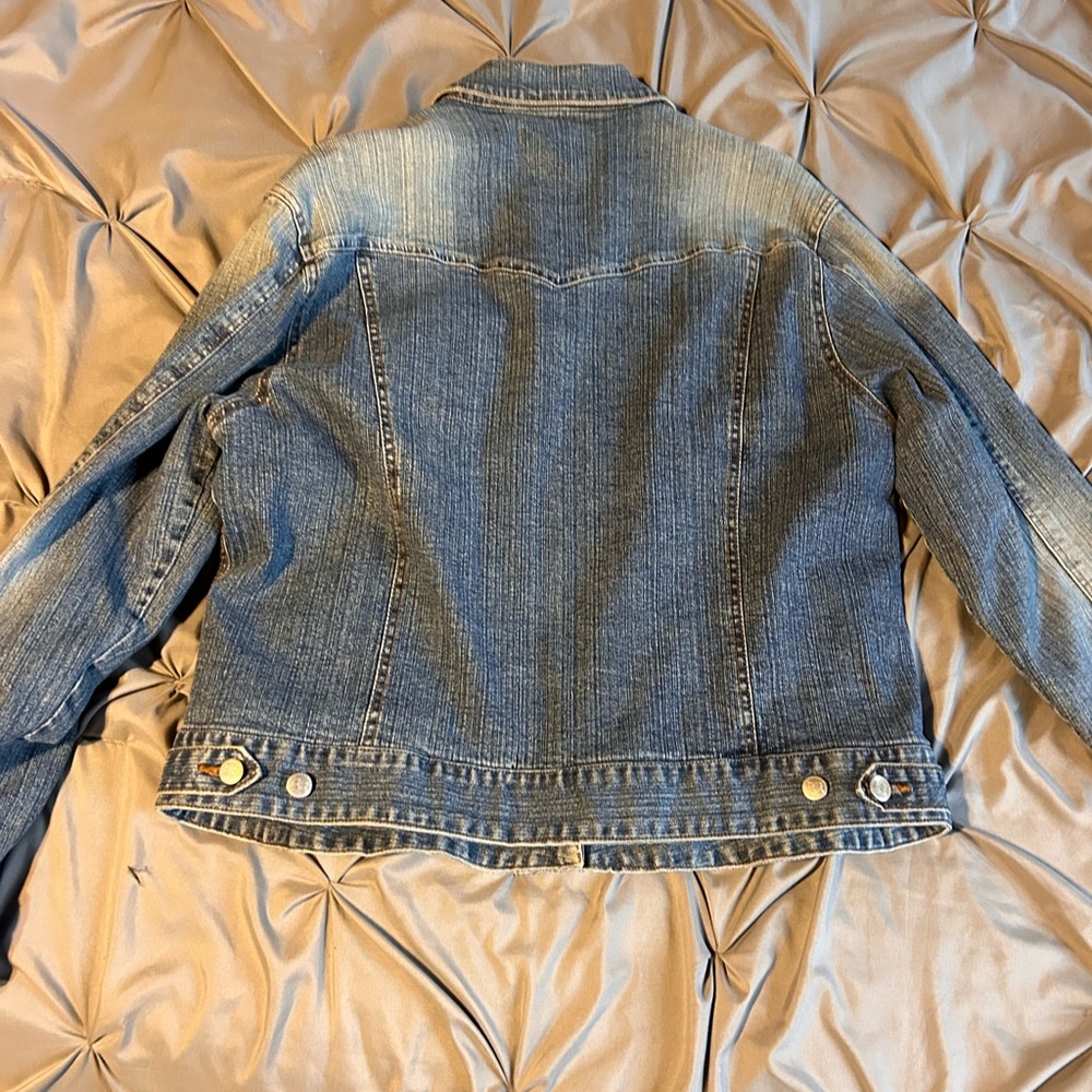 Bit & Bridle for Her XXL Blue Denim Jean Jacket Button Front Long Sleeve Fitted - Picture 7 of 9